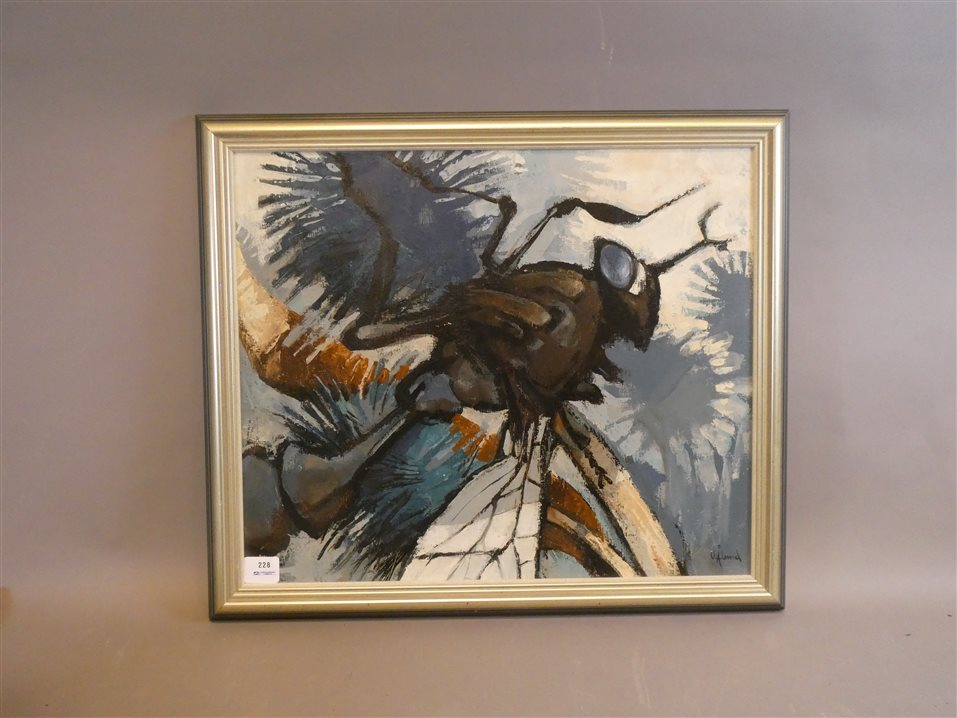 ULF ÅLUND Oljemålning. Duk.” Stekelfluga”. 46×55 cm. – Auktionshuset i